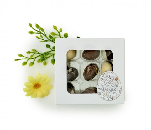 Hvid rudeæske, 9 stk Luksusæg 80 g.