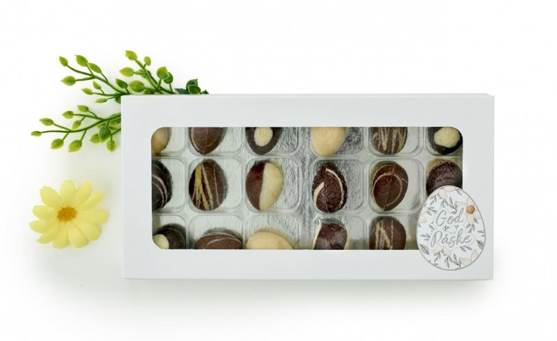 Hvid rudeæske, 18 stk Luksusæg 160 g.