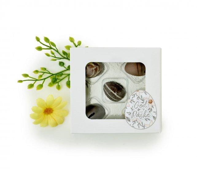 Hvid rudeæske, 5 stk Luksusæg & Marcipanæg 50 g.