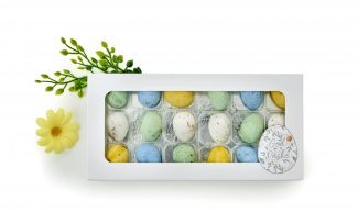 Hvid rudeæske, 18 stk Belgiske Fugleæg 200 g.