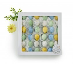 Hvid rudeæske, 36 stk Belgiske Fugleæg 395 g.