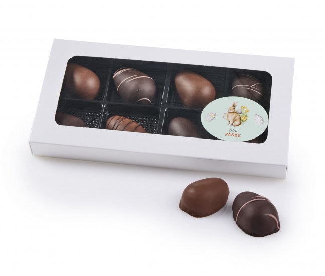 Hvid rudeæske, 8 stk Store Marcipanæg 160 g.