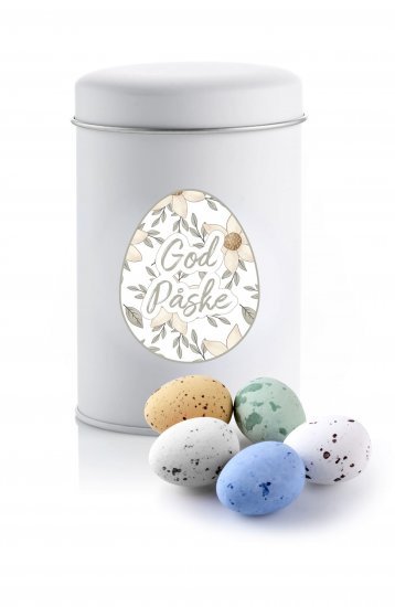 Tin dåse hvid, Belgiske Fugleæg, 90 g.