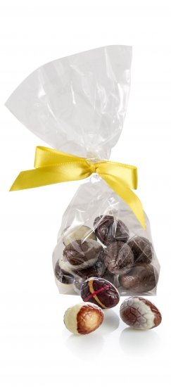 Cellofanpose m/gulsilkesløjfe, Luksusæg, 90 g.