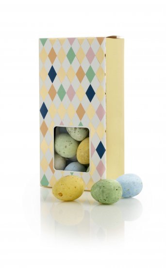 Harlekin Lukket Æske, Belgiske Fugleæg, 90 g.