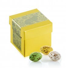 Gul Surpricebox m/påskelabel, Gourmetæg, 90 g.