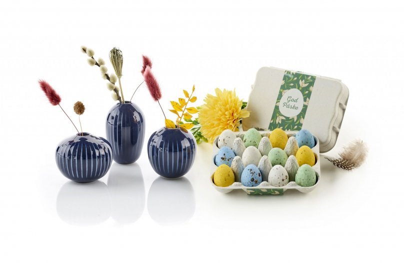 Kähler - 3 stk. Hammershøi Minivaser & Fugleæg - Blå - 2025