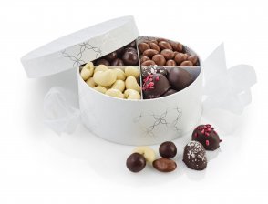 Rund Hatteæske Hvid/Sølv, Økologisk Familieæske 420 g.