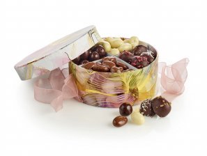 Rund Hatteæske Akvarel/Guld, Økologisk Familieæske 420 g.