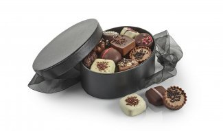Sort Hatteæske, Luksuschokolade 250 g.