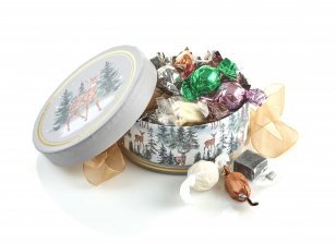 Rund Hatteæske Rensdyr, Julemix 300 g.
