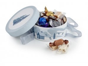 Rund Hatteæske Blue Winter, Julemix 300 g.