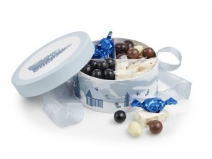 Rund Hatteæske Blue Winter, Familieæske 400 g.