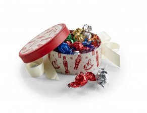 Rund Hatteæske Nøddeknækker, Mixede Chokoladekugler 300 g.