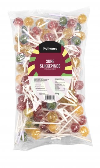Folmers sur slikkepind, 3 varianter, 850 g. (10 g. pr stk.)