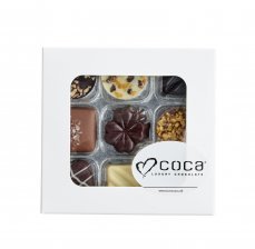 Hvid rudeæske, 9 stk. Luksus chokolade, 90 g.