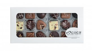 Hvid rudeæske, 18 stk. Luksus chokolade, 180 g.