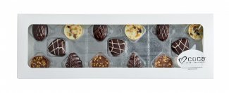 Hvid rudeæske, 15 stk. Luksus chokolade, 150 g.