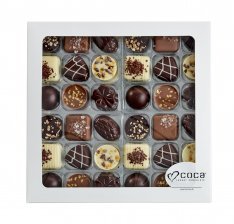 Hvid rudeæske, 36 stk. Luksus chokolade, 360 g.