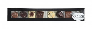 Sort aflang rudeæske, 8 stk. Dansk luksus chokolade, 80 g.