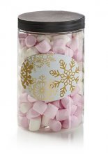 Dåse - 90 gr. Mini Marshmallow m/ guld snefnug label
