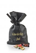 Sort stofpose m/tryk Glædelig Jul, Toms Mini Favoritter, 1000 g.