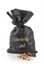 Sort stofpose m/tryk Glædelig Jul, Toms Mini Favoritter, 1750 g.