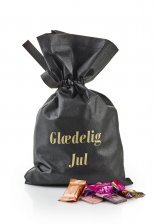 Sort stofpose m/tryk Glædelig Jul, Anthon Berg Mix, 1500 g.