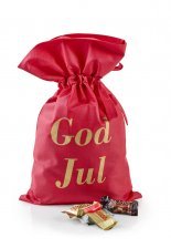 Rød stofpose m/tryk God Jul, Toms Mini Favoritter 1750 g.
