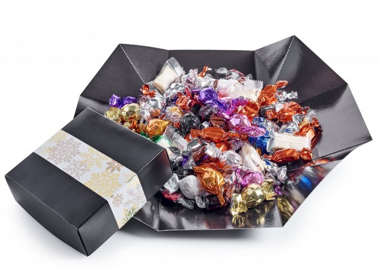 Kræmmerhus Lysgrøn m/ Guld Grene, Julemix, 1500 g.