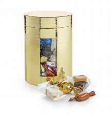 Mega Guld Rund Hatteæske m/ Vindue, Julemix, 1000 g.