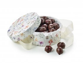 Rund Hatteæske Summer Flowers, Økologisk Marcipanæg, 500 g.