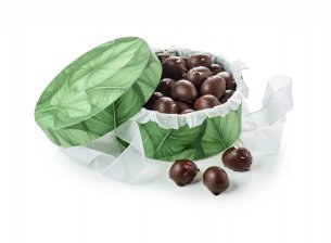 Rund Hatteæske Green big leaf, Økologisk Marcipanæg, 500 g.