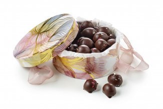 Rund Hatteæske Akvarel/Guld, Økologisk Marcipanæg, 500 g.