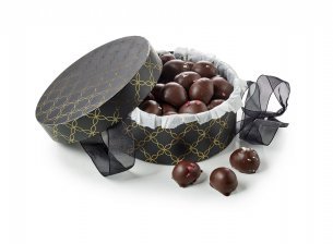 Rund Hatteæske Sort/Guld, Økologisk Marcipanæg, 500 g.