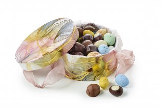 Rund Hatteæske Akvarel/Guld, Påskeæg, 500 g.