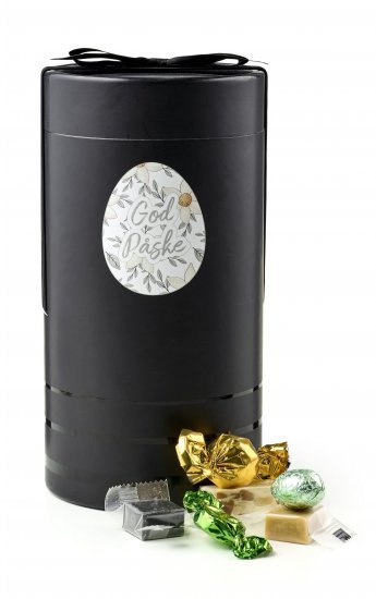 Sort tønde  m. silke sløjfe, Forårsmix, 1000 g.