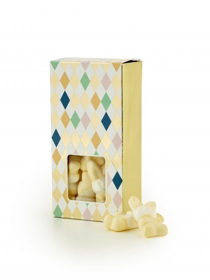 Harlekin lukket æske, Skumharer, 50 g.