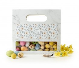 Påsketaske, Marcipanæg m/sukkerskal, Gourmetæg og Lakridskugler m/ passion, 270 g.