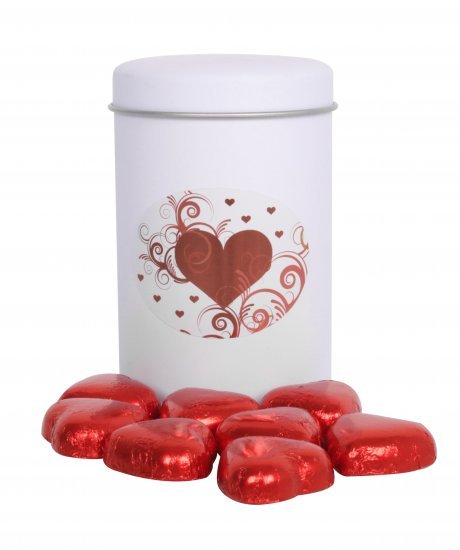 Tindåse Hvid, Røde hjerter, 150 g.