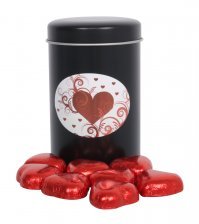 Tindåse Sort, Røde hjerter, 150 g.