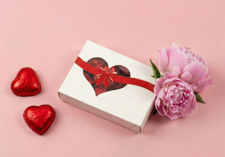 COCA Design, Hvid m. Hjerterude, Røde hjerter, 100 g.