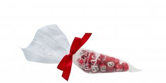 I Love You rox i spidspose m/rød silkesløjfe - 100 g.