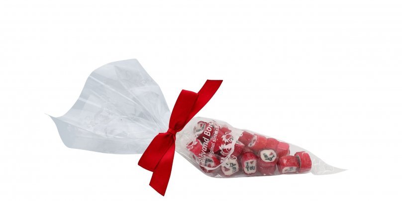 I Love You rox i spidspose m/rød silkesløjfe - 100 g.