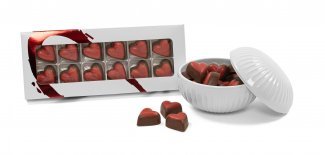 Kähler Bonbonniere Hvid,  Rød/Hvid Silverheart m. 12 stk. Sweethearts, 135 g.