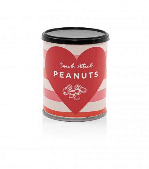 Snack Attack Dåse m/ Valentine label, Salty peanuts, 60 g.
