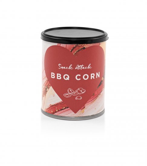 Snack Attack Dåse m/ Valentine label, Majs m. BBQ, 35 g.