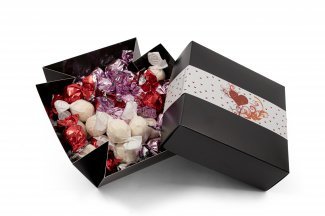 Mega Lav Surprisebox, Chokoladekugler Rød, Hvid, Pink, 500 g.