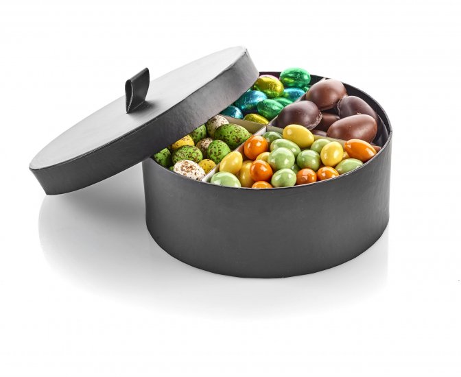 Hatteæske Sort m. Hank MEGA, Familieæske, 1400 g.