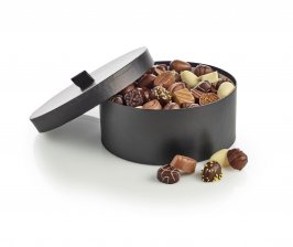 Hatteæske Sort m. Hank - MEGA - 1400 g. Luksus chokolade & Luksusæg